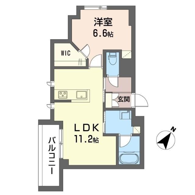 フィオーレA(1LDK/3階)の間取り写真