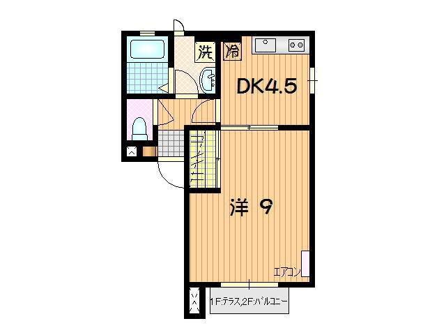 本宮レジデンス(1DK/1階)の間取り写真
