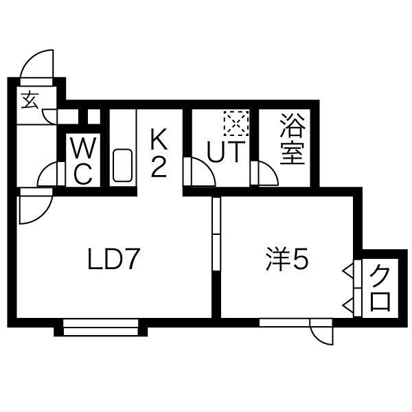 ボヌール(1LDK/2階)の間取り写真