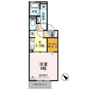 サウスパーク中村(1K/2階)の間取り写真