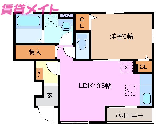 アンジュ(1LDK/1階)の間取り写真