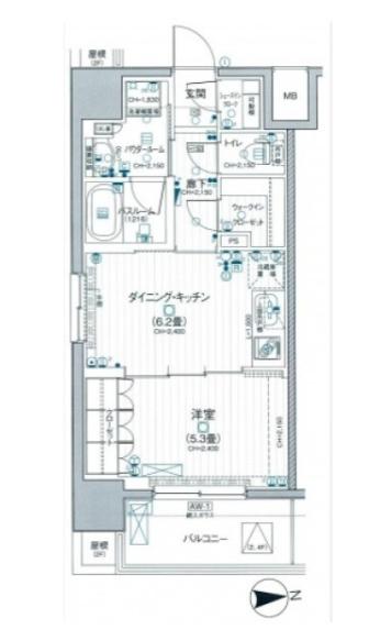 パレステージ田端ファストコート(1DK/5階)の間取り写真