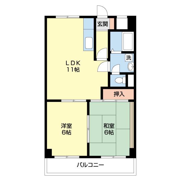 第2ルネみなと(2LDK/3階)の間取り写真