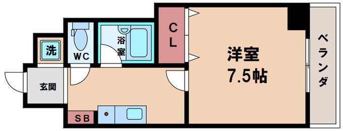 エスペランサアビコ(1K/4階)の間取り写真