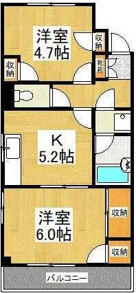 リッツプラザ(2DK/2階)の間取り写真