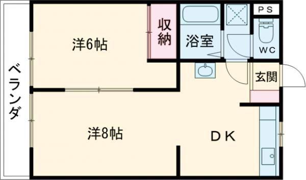 新泉ビル(2DK/5階)の間取り写真