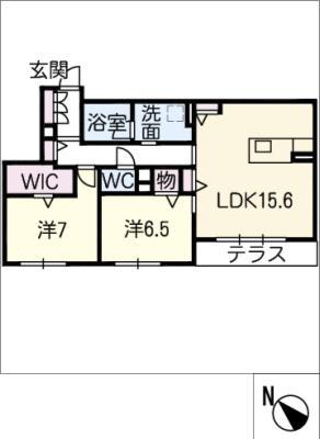 MAISON DE 釣月(2LDK/1階)の間取り写真