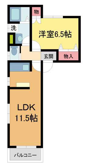 メゾン香枦園(1LDK/2階)の間取り写真