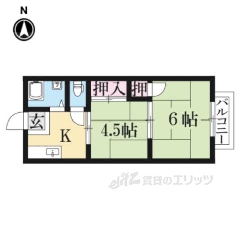 翆甲園ハイツ(2K/2階)の間取り写真