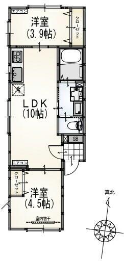 サンライズ成瀬A棟(2LDK/1階)の間取り写真