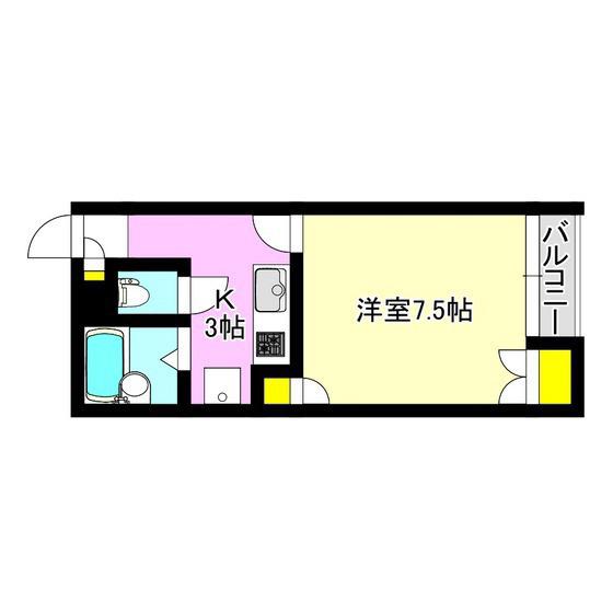 ベルヴュー高崎A棟(1K/1階)の間取り写真