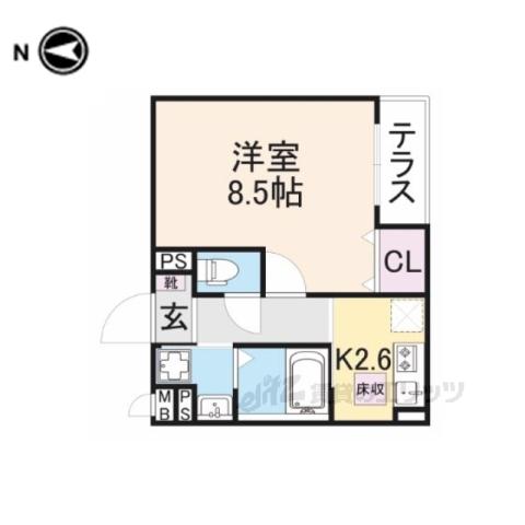 クレディーカーサ(1K/1階)の間取り写真