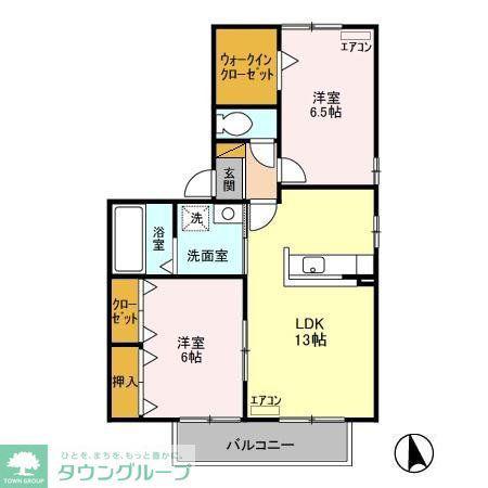 YMAⅠ(2LDK/1階)の間取り写真