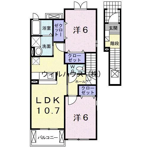 プレアデスⅡ(2LDK/2階)の間取り写真