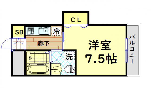 LA・HAL(1K/9階)の間取り写真