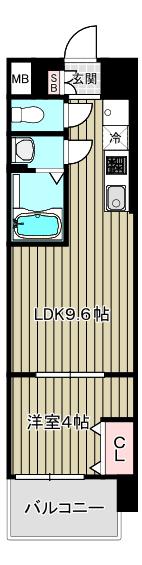 AND TERRACE 文の里(1LDK/2階)の間取り写真