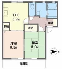 シャルマンメゾン賀香(2DK/1階)の間取り写真