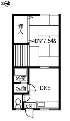 梅須賀荘(1DK/2階)の間取り写真