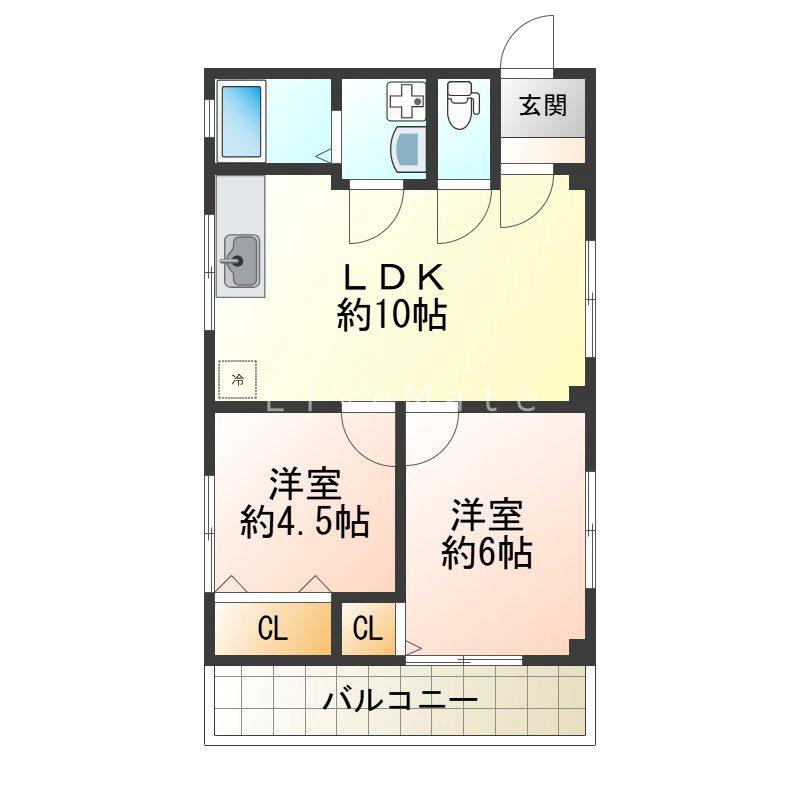 高丸ビル(2LDK/4階)の間取り写真