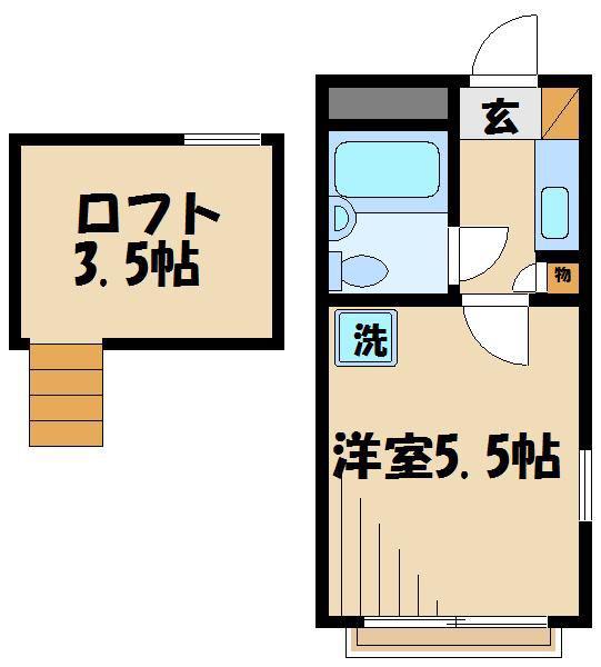 ルーブル日野(1K/2階)の間取り写真