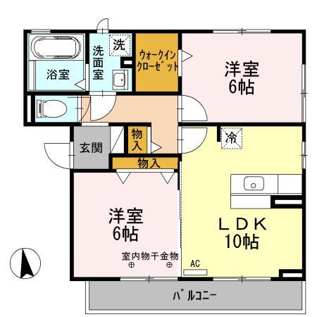 カーサフェリス(2LDK/2階)の間取り写真