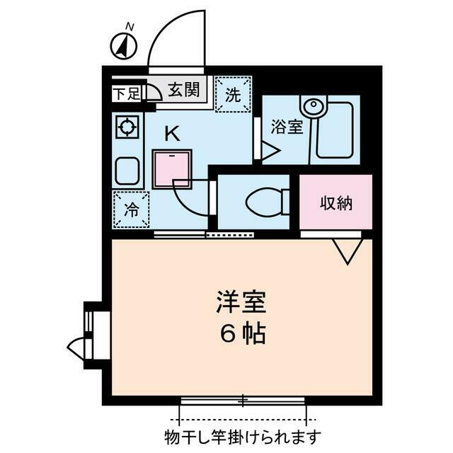 グリーンフラッツ旗の台(1K/1階)の間取り写真