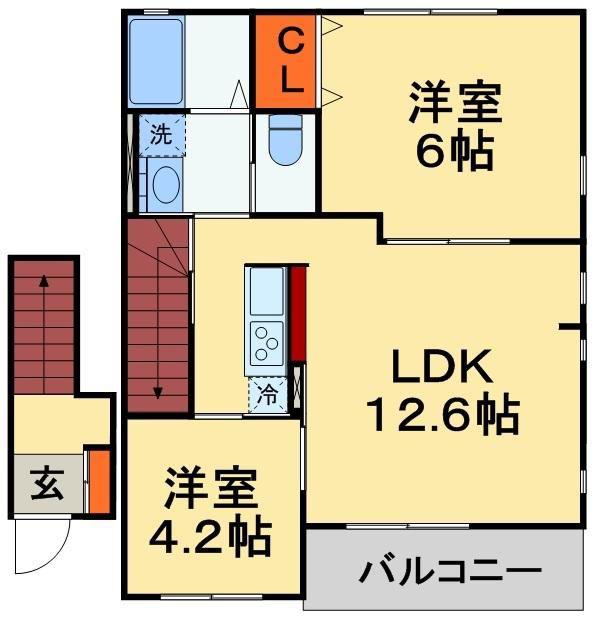アムール豊四季(2LDK/2階)の間取り写真