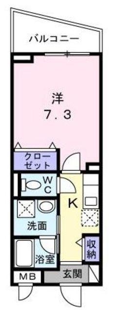 クレメントリバー(1K/2階)の間取り写真