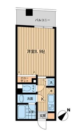 ミスズコート 門前仲町(1K/4階)の間取り写真