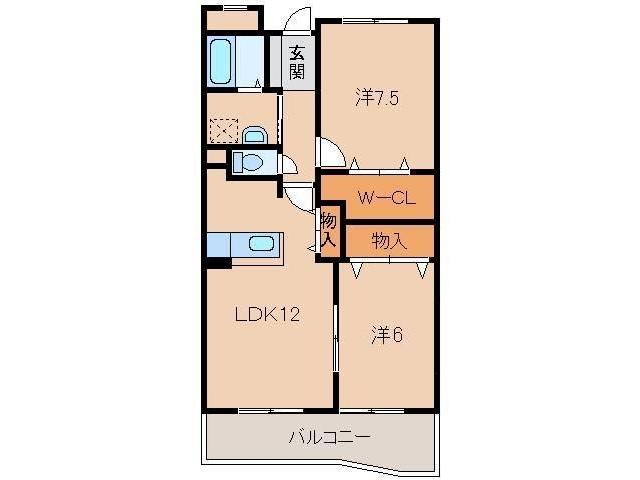 アズゥール(2LDK/4階)の間取り写真