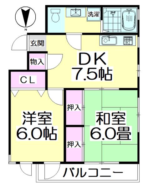MIRARK(2DK/2階)の間取り写真