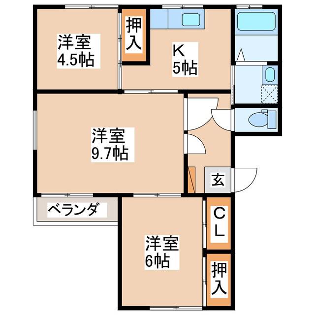 大久保コーポA棟(3K/1階)の間取り写真