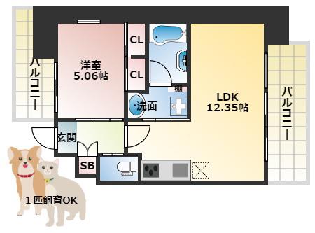 プレジオ阿波座(1LDK/14階)の間取り写真
