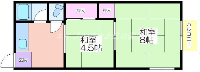 ビスタ安立(2K/1階)の間取り写真