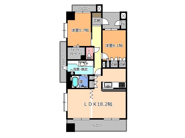 アバンサード元今泉(2LDK/2階)の間取り写真