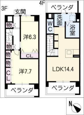 パルガーデン(2LDK/4階)の間取り写真