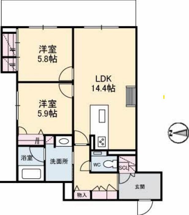 シャーメゾンステージ大島(2LDK/1階)の間取り写真