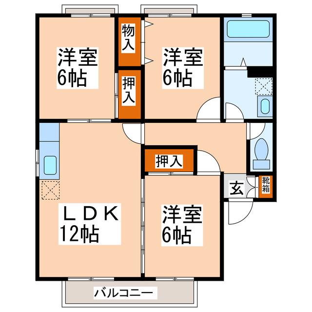セジュールT・S-II(3LDK/2階)の間取り写真