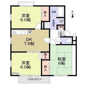 エステートピア学園前(3DK/2階)の間取り写真