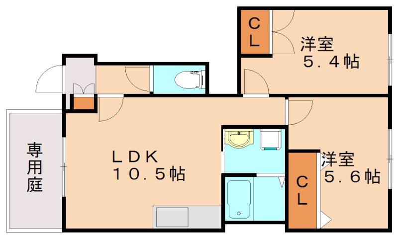 グリーンハイムY・G(2LDK/1階)の間取り写真
