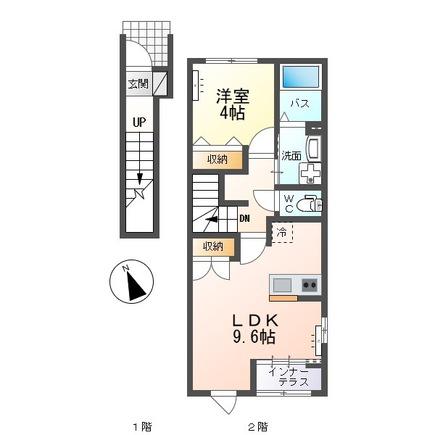 ソラティオ(1LDK/2階)の間取り写真