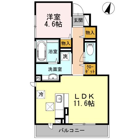 ヴィラコスモス(1LDK/2階)の間取り写真