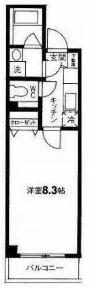 ソレイユたかなわ(1K/3階)の間取り写真