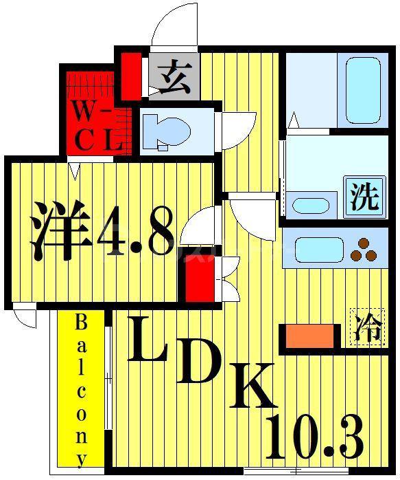 レ セレニタII(1LDK/2階)の間取り写真
