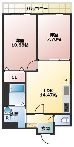 リアライズ今里南(2LDK/7階)の間取り写真