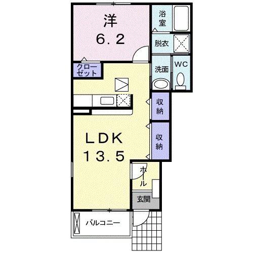 プレシャスコートK西浜(1LDK/1階)の間取り写真