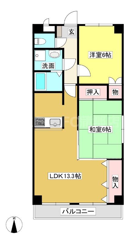 フォルトゥーナ(2LDK/3階)の間取り写真