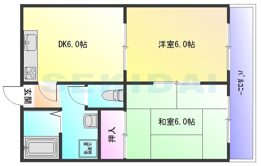 セブンコーポ(2DK/2階)の間取り写真