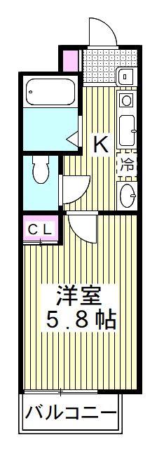 ルシェル 川口並木(1K/1階)の間取り写真