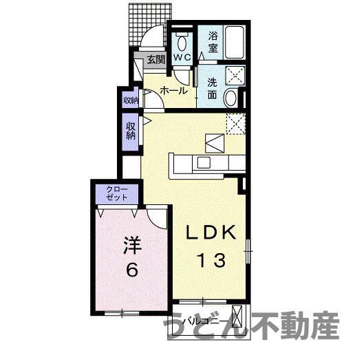 オプスKITA I(1LDK/1階)の間取り写真